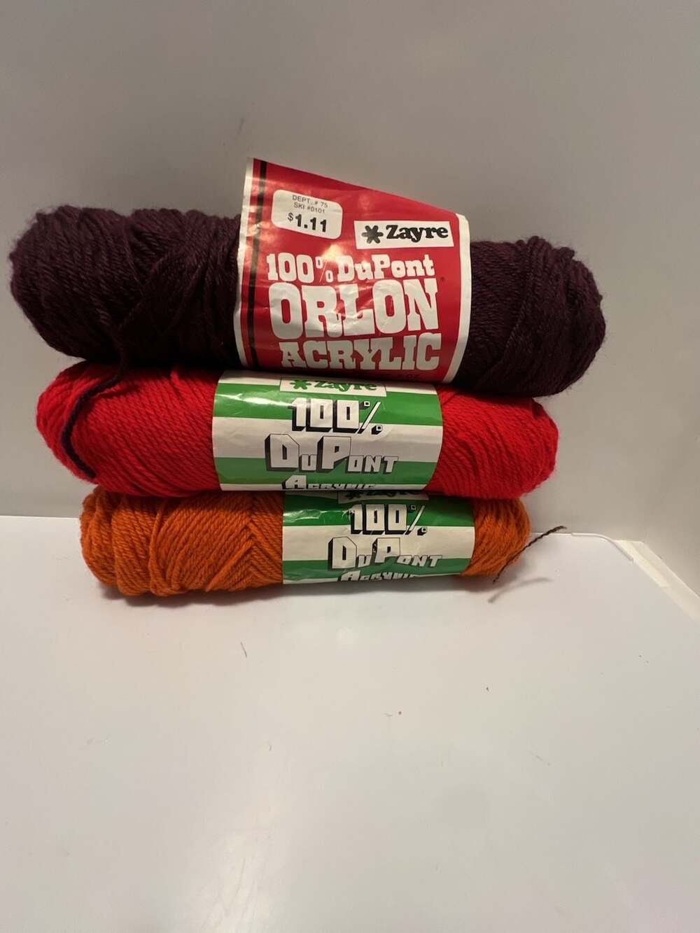 Zayre Orlon Acrylic Yarn Lot of 3 Skeins